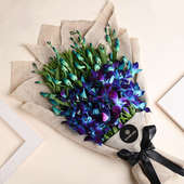 Blue Vanda Orchid Jute Flower Bouquet 